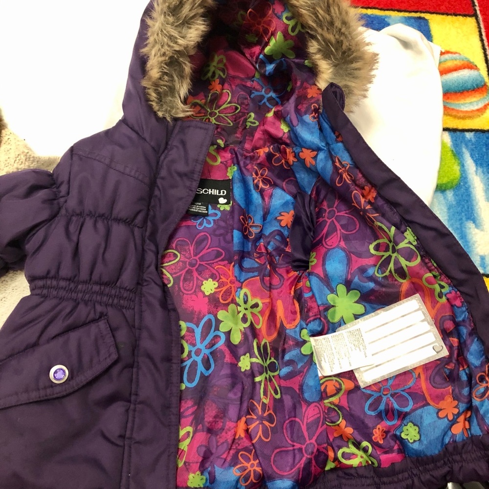 Girl 12M winter purple jacket coat and sweater - Picture 3 of 6